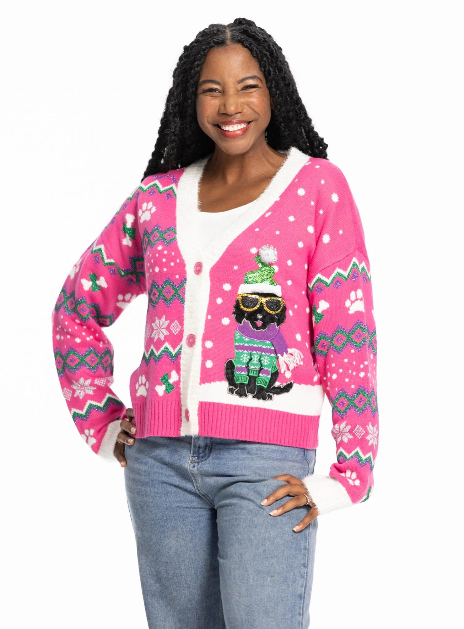 Jollidays x Glitter and Lazers Women's Yappy Howlidays Cardigan, Sizes S-5X | Walmart (US)