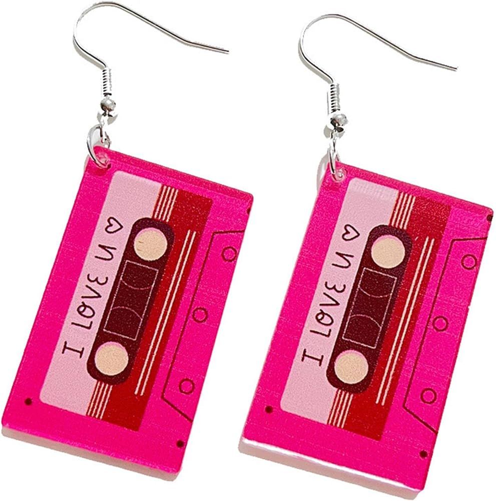 Valentine's Day Cute Dwarf Tape Lollipop Ice Cream Shape Earrings Pink Resin Acrylic Love Earring... | Amazon (US)