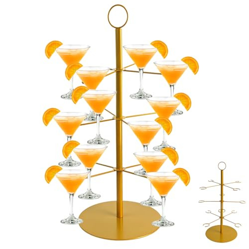 Champagne Tower for Parties, 3-Tier 12-Glasses Cocktail Tree Stand Countertop Wine Glass Holder for Drinks, Champagne Stand Drink Tower Wine Glasses Display for Champagne , Martini, Margarita Cups | Amazon (US)
