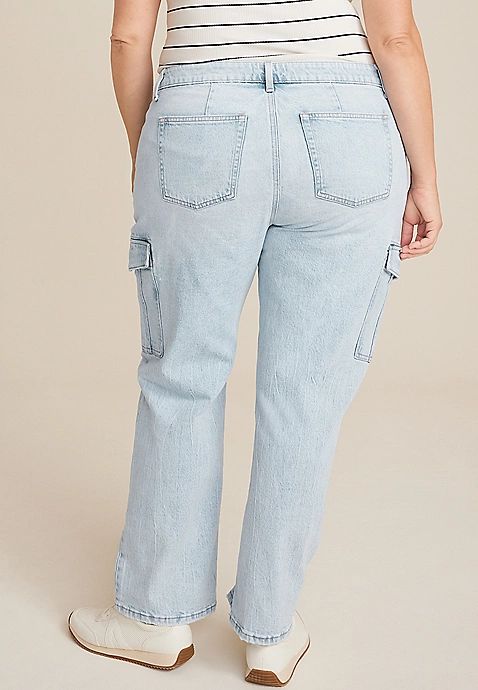 Plus Size edgely™ Mid Rise Relaxed Boyfriend Straight Cargo Jean | Maurices