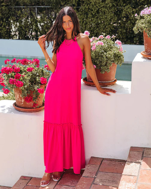 Sweet Talk Halter Maxi Dress - Hot Pink - FINAL SALE | VICI