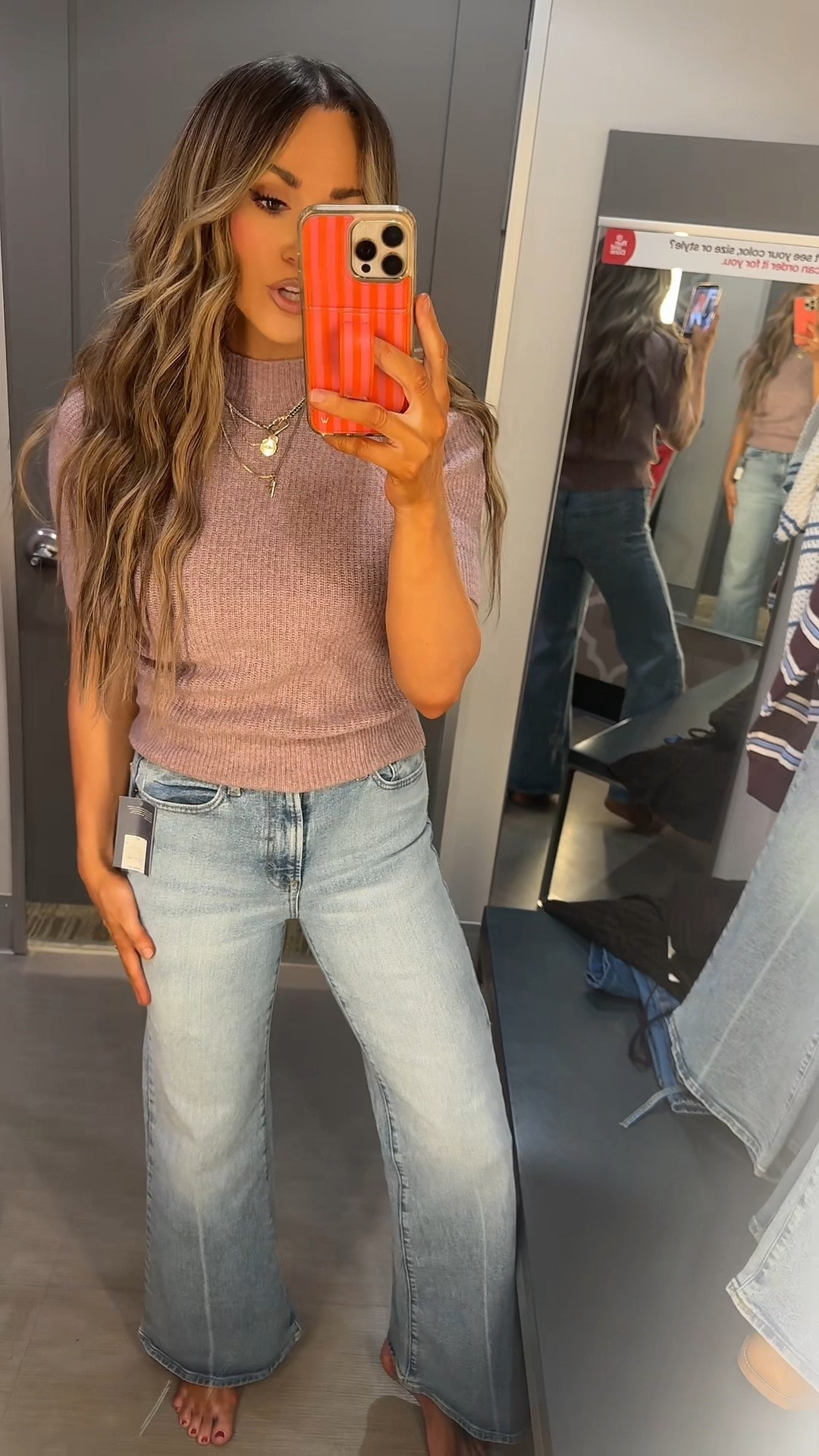 Jeans come in longs! Wearing a 4 regular but needed a long 
Size xs in the sweater

#LTKSaleAlert #LTKOver40 #LTKTall