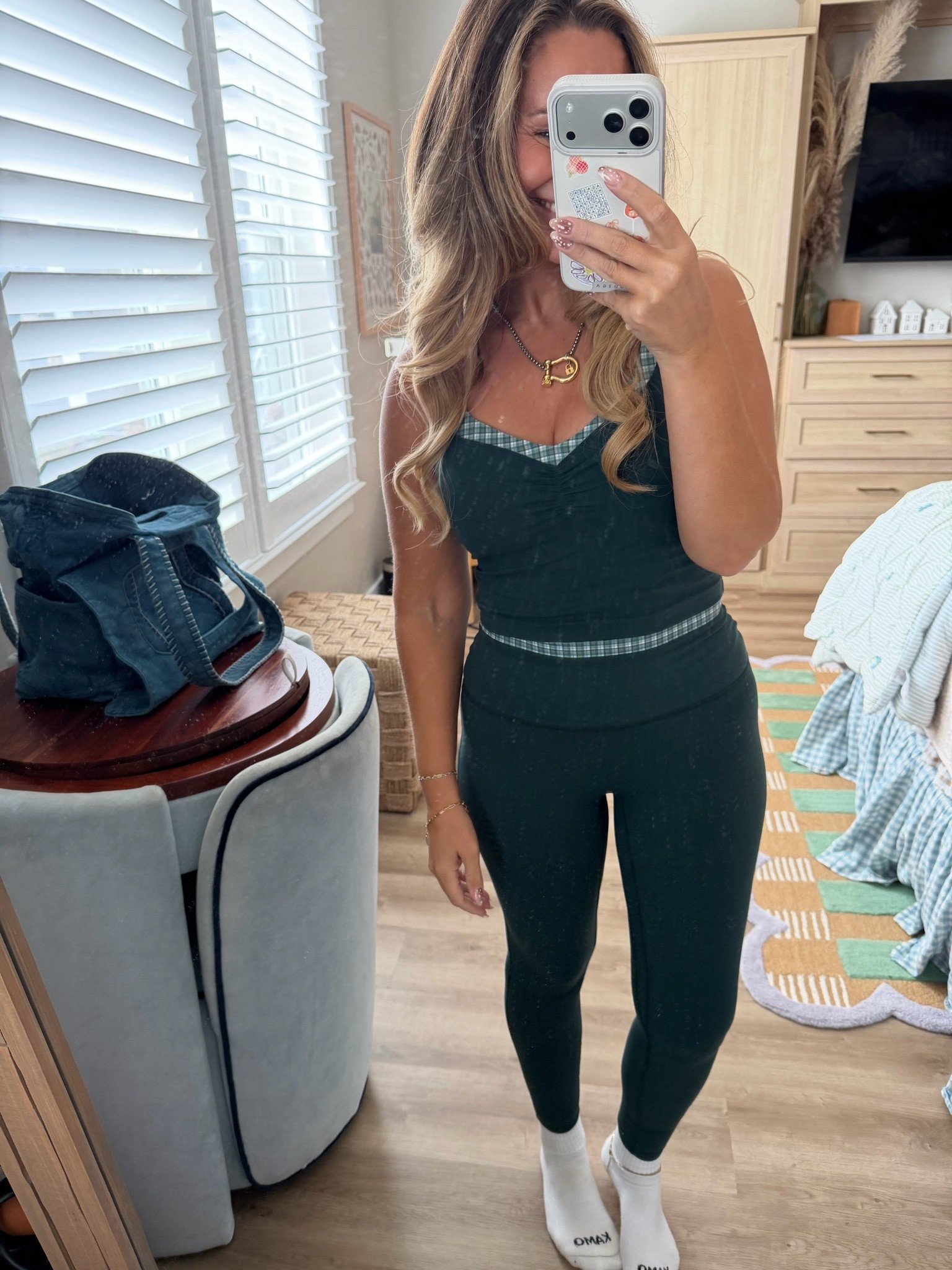 The matching set I'm living in this fall 🌲 The plaid trim is everything, the fabric is buttery soft, and it's on sale right now: the top is $35 (reg. $50) and the leggings are $49 (reg. $70). Color: Dark Spruce Check. I'm 5'2" and wearing a ___ in both.

Follow me here, because Abercrombie has an LTK-exclusive sale this weekend only (Sat + Sun) and I'll be linking all my favorites! 🤍

Hashtags: #LTKfitness #LTKsalealert #LTKover40 #LTKfindsunder50 #LTKstyletip