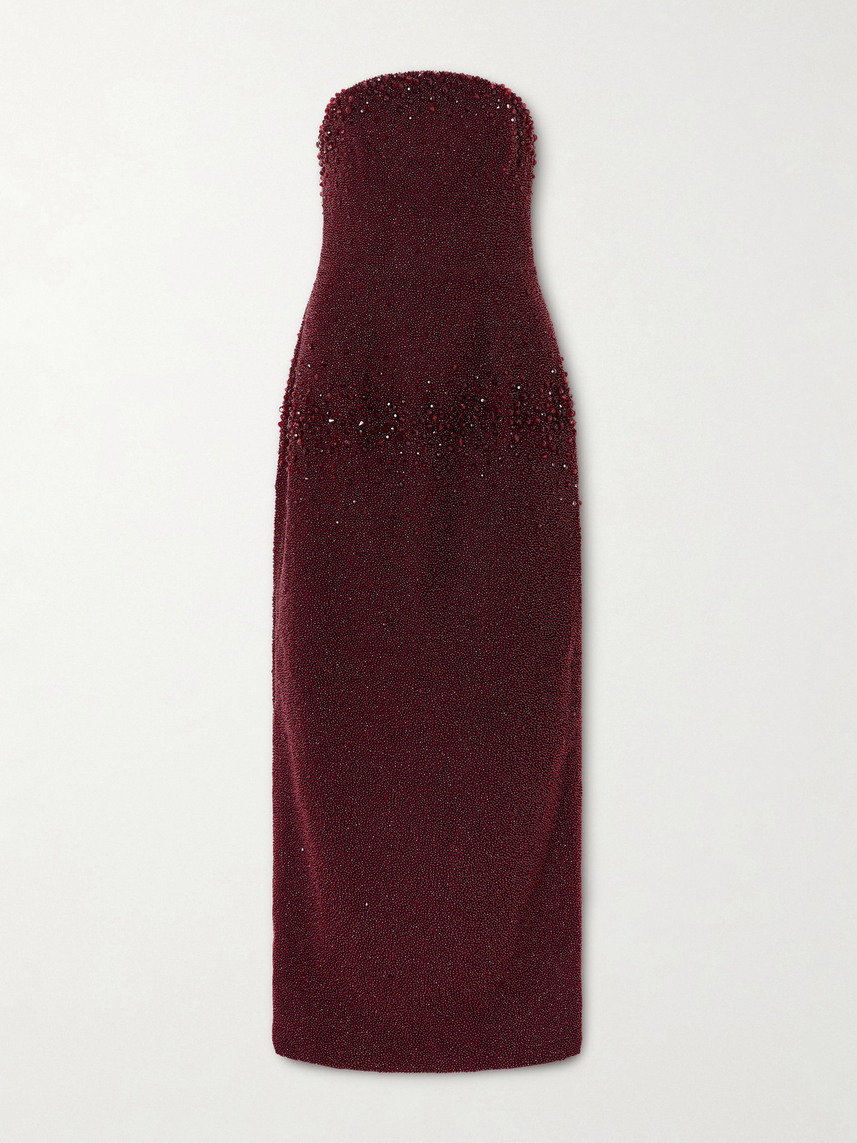 Clio Peppiatt - Tina Strapless Embellished Crepe Gown - Burgundy | NET-A-PORTER (US)