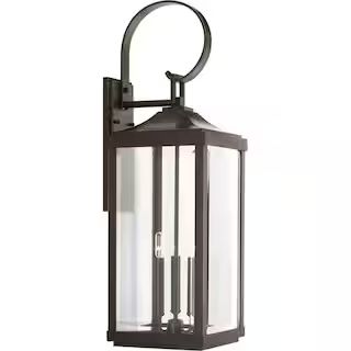 Progress Lighting Gibbes Street 9-1/2 in. 3-Light Antique Bronze Clear Beveled Glass New Traditio... | The Home Depot