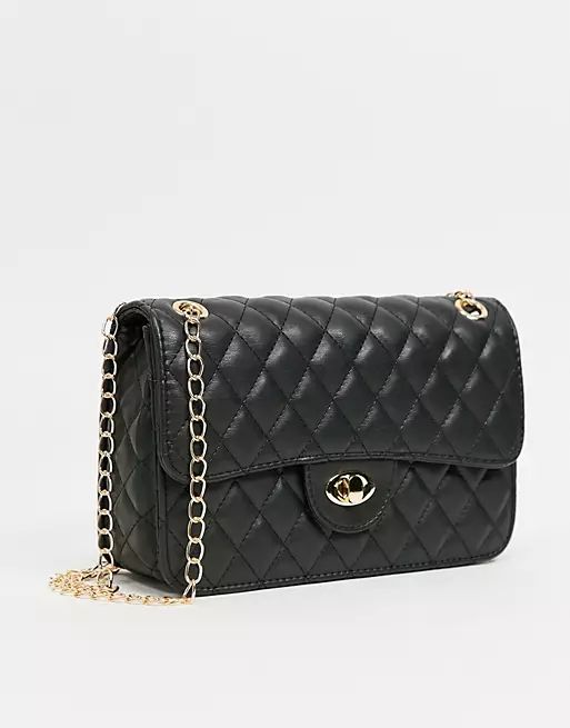 My Accessories London quilted cross body bag in black with chain | ASOS (Global)