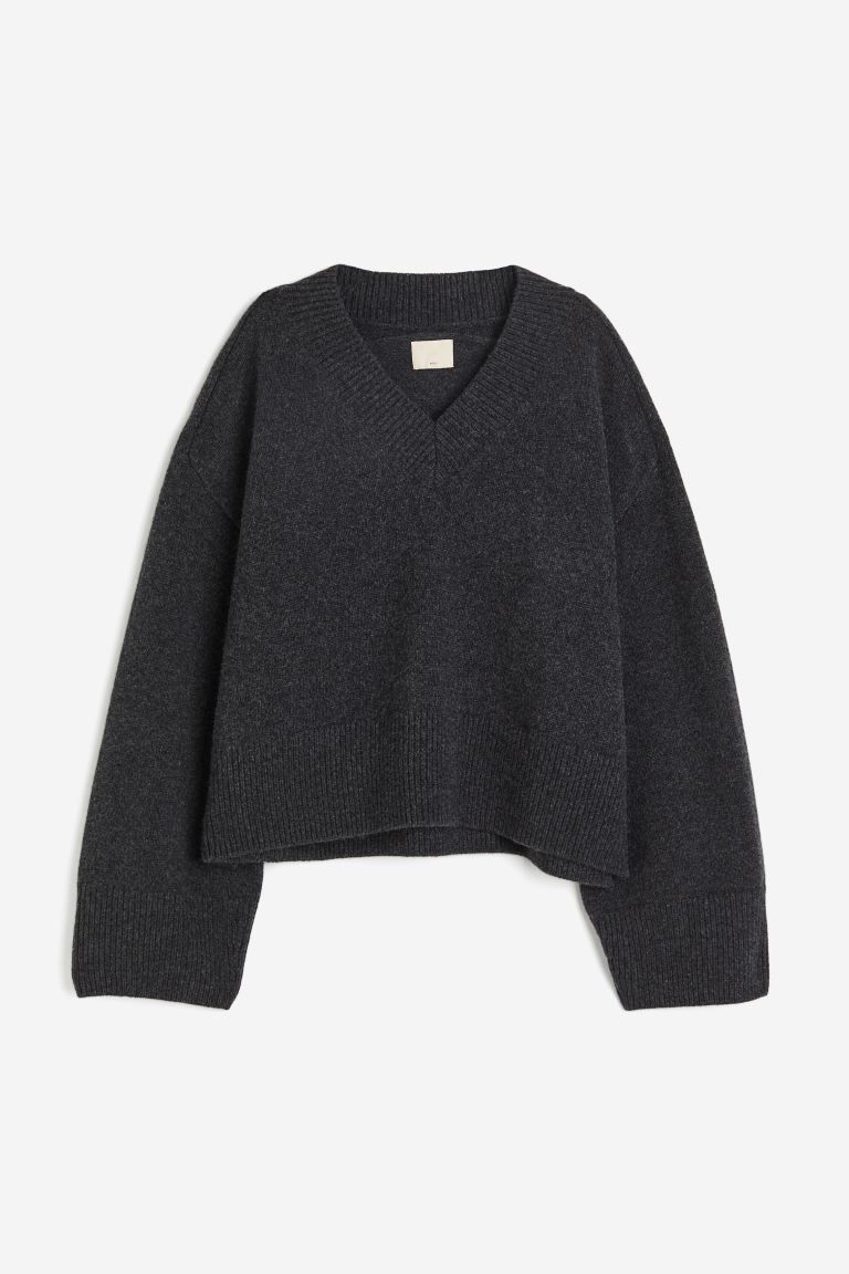 Oversized wool jumper - Dark grey - Ladies | H&M GB | H&M (UK, MY, IN, SG, PH, TW, HK)