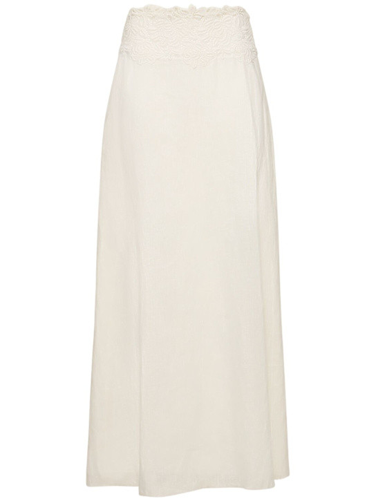 Linen long skirt w/ lace inserts | Luisaviaroma