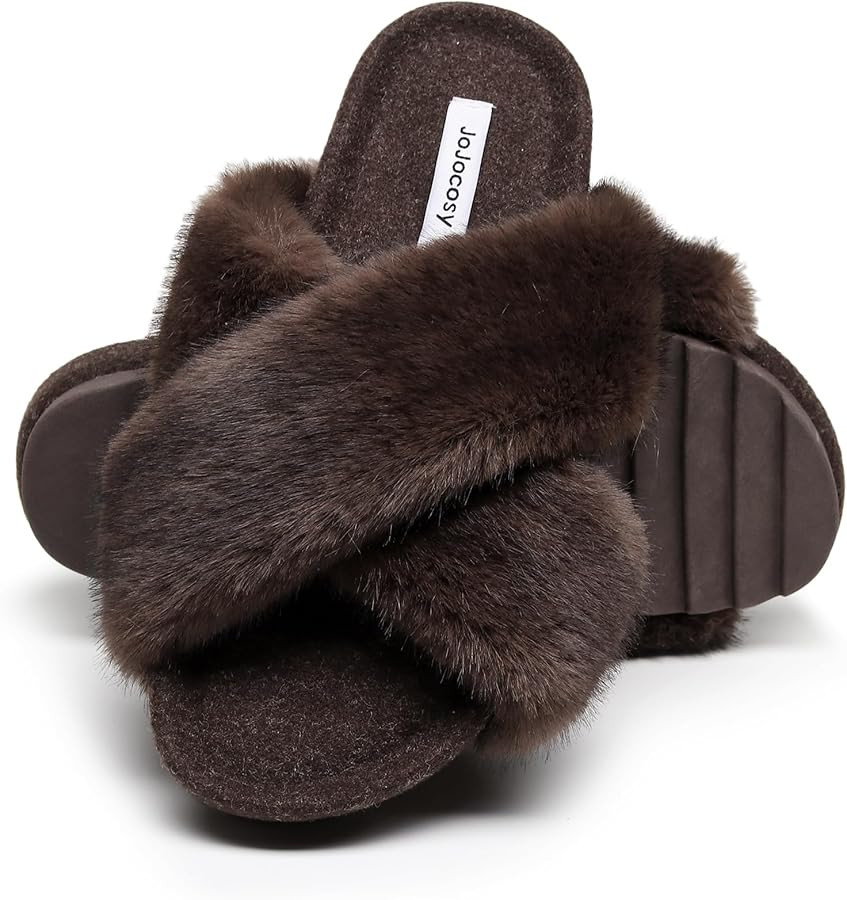 Women's Premium Rich Plush Warm Scuff Comfy EVA Footbed Breathable Cross Band Indoor Lady Platfor... | Amazon (US)