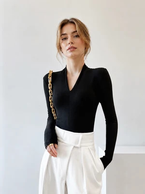 Solid Long Sleeve Knit Top | Commense