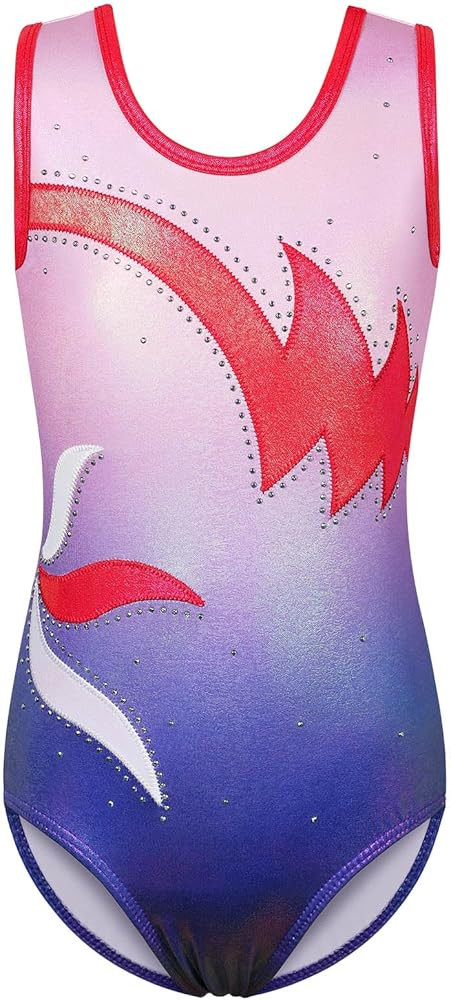 BAOHULU Leotards Girls Gymnastics Embroidery Shiny Aqua Rose Diamond Dance Clothes | Amazon (US)