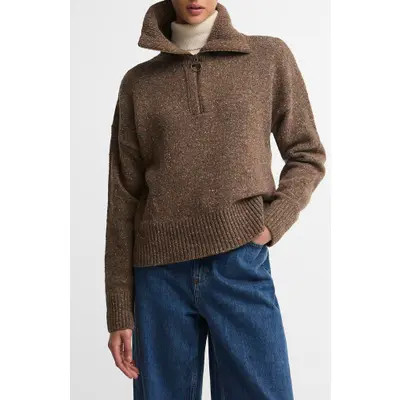 Barbour Lavensdale Wool Blend Half-Zip Sweater in Mink at Nordstrom, Size 10 Us | Nordstrom