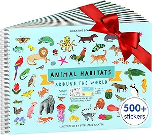 Cupkin Animal Sticker Book Activity for Kids, Toddler Airplane Travel Essentials, 500+ Habitat St... | Amazon (US)