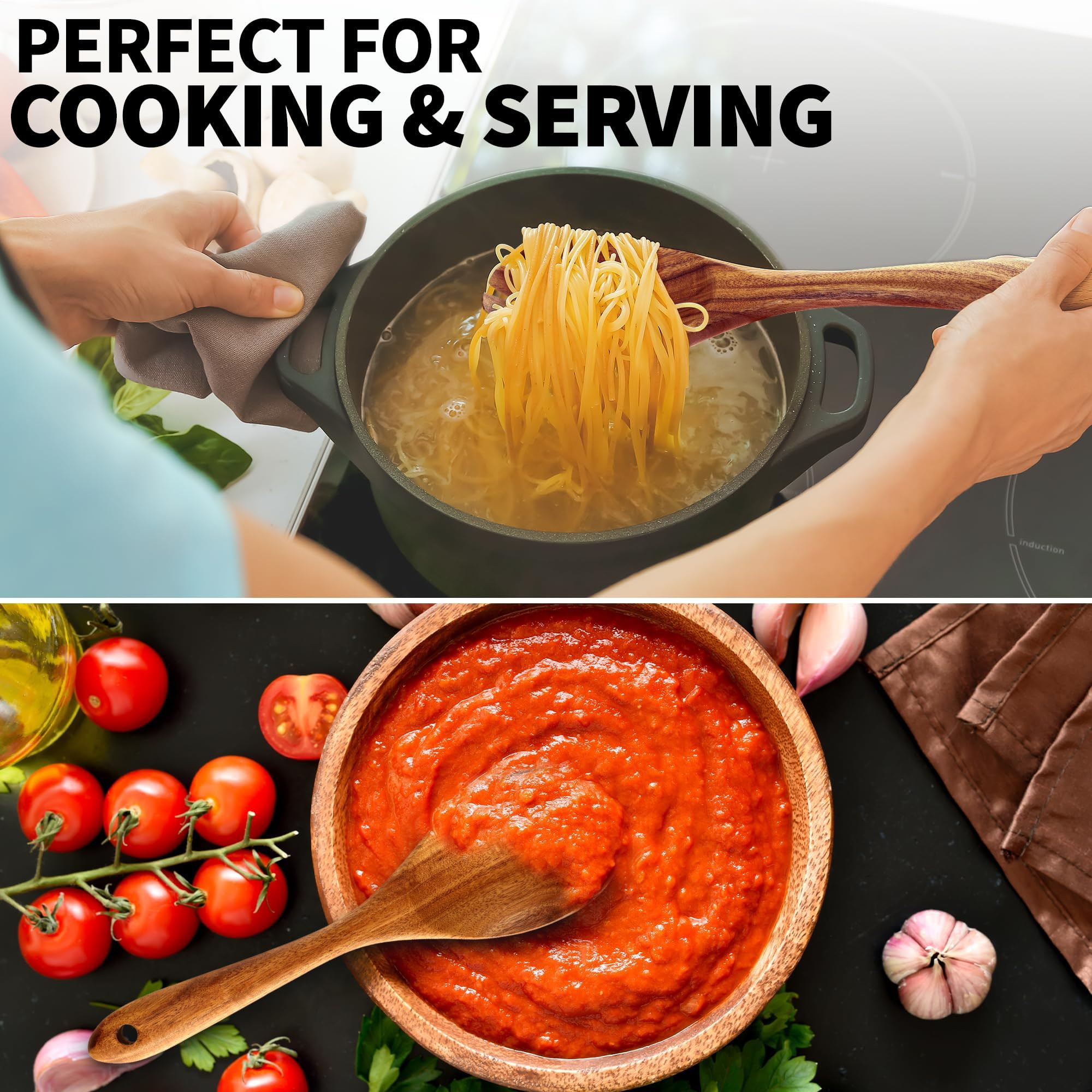 Zulay Kitchen 6-Piece Wooden Cooking Spoons Set – Heat-Resistant, Smooth Teak Utensils with Com... | Amazon (US)