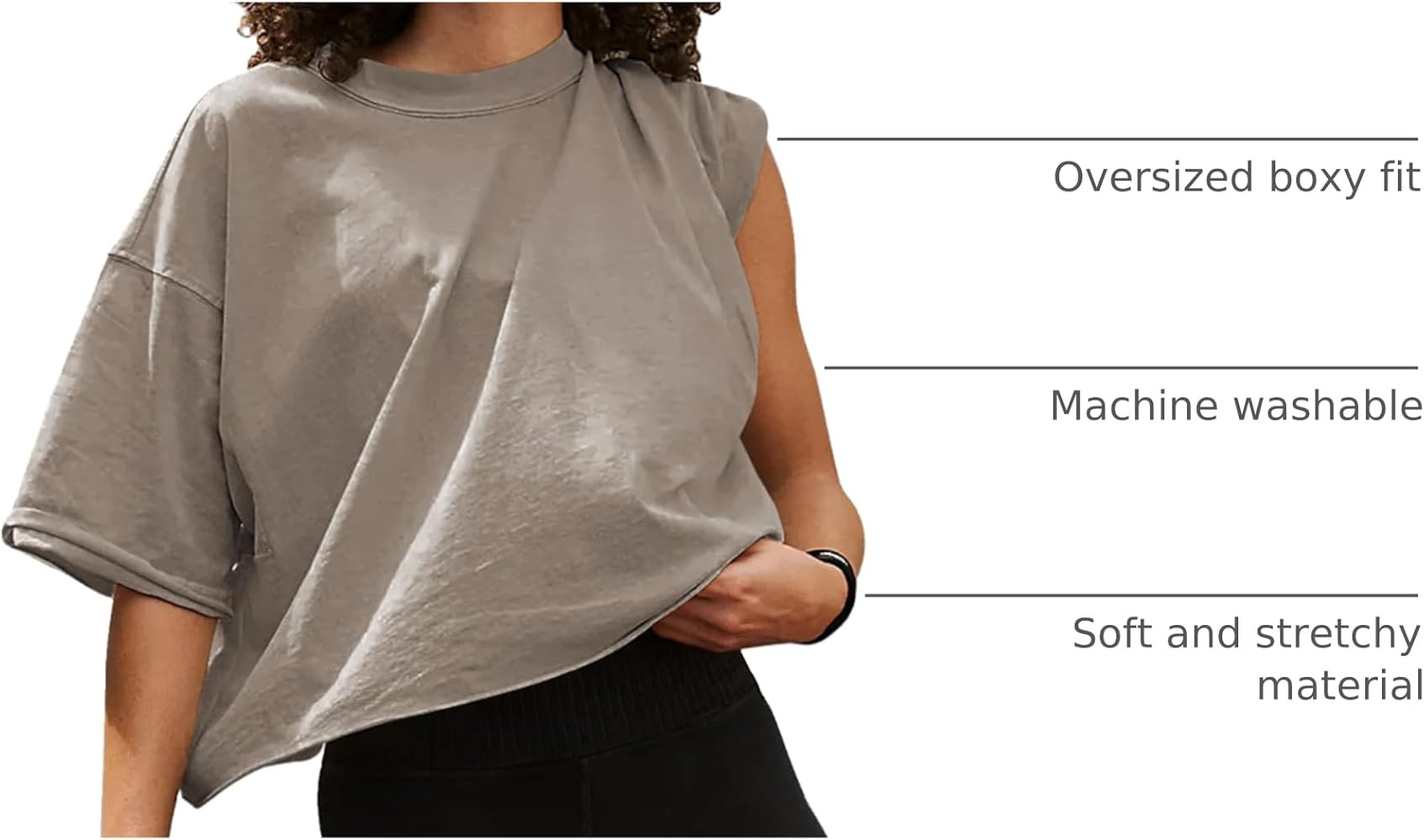 UEU Women's Comfy Basic Workout Gym Short Sleeve Crop Tops Casual Loose Oversized T-Shirts | Amazon (US)