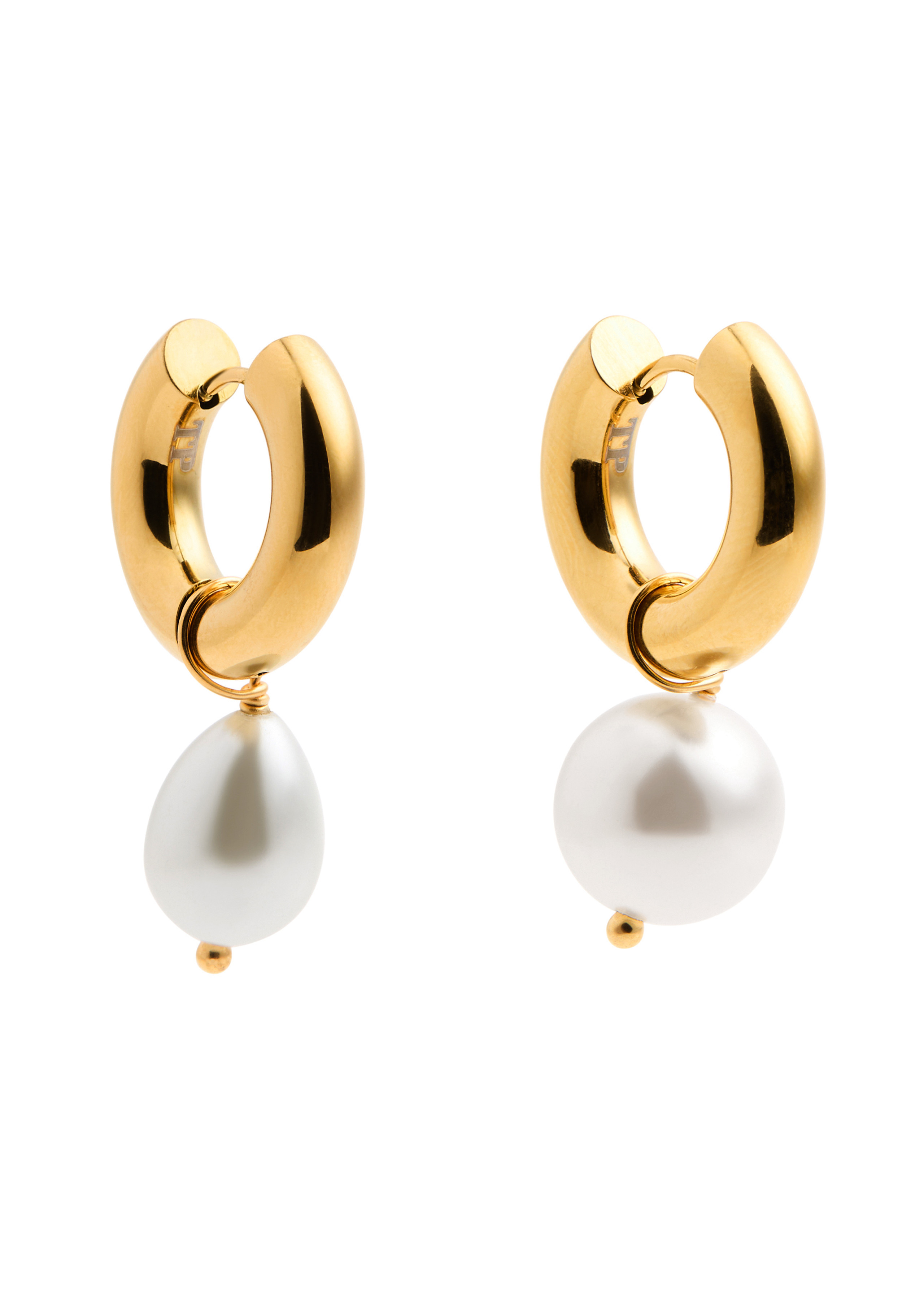Pearl 24kt gold-plated hoop earrings | Harvey Nichols