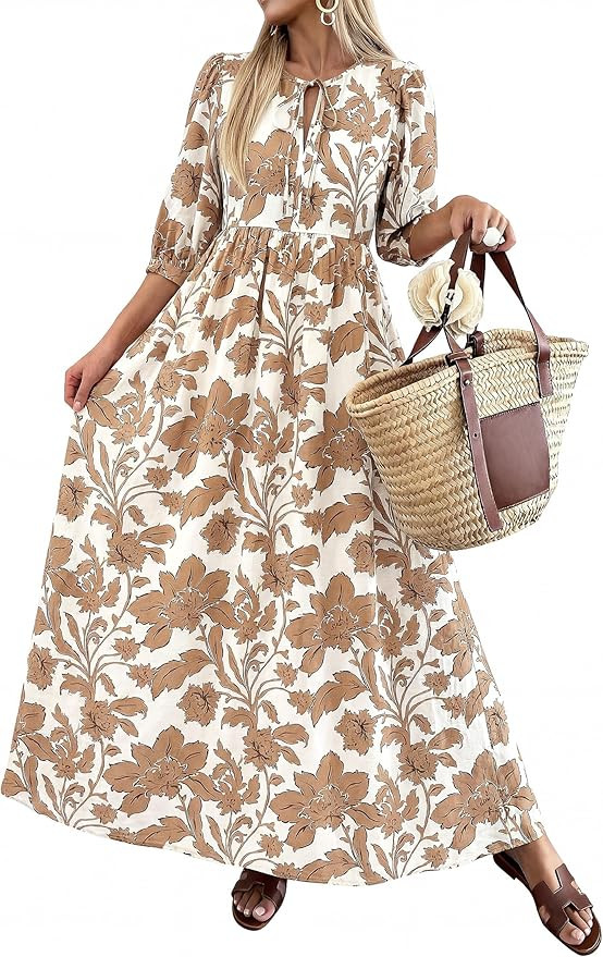 KIRUNDO Wedding Guest Dresses for Women Spring Summer Boho Floral Easter Short Sleeve Beach Vacat... | Amazon (US)