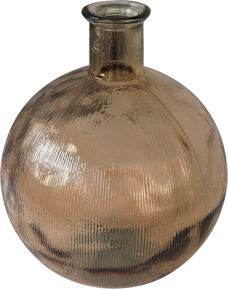 Deco 79 Recycled Glass Handmade Decorative Vase Ribbed Spanish Bottle Centerpiece Vase, Flower Va... | Amazon (US)