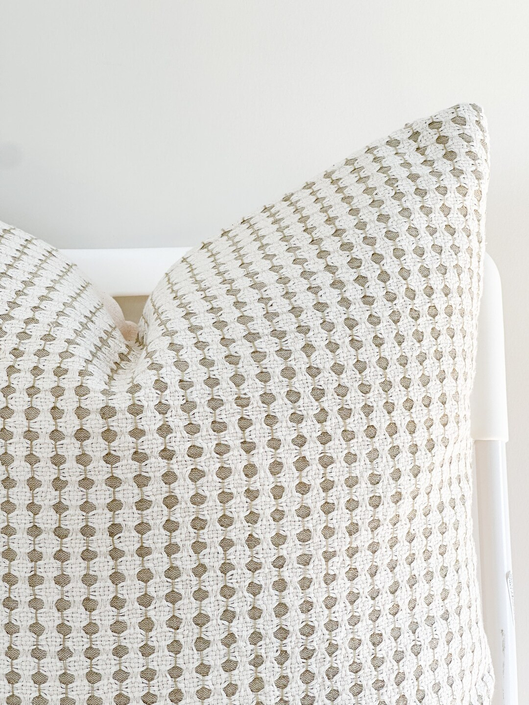 Light olive green white hand woven Striped Pillow Cover | Etsy (US)