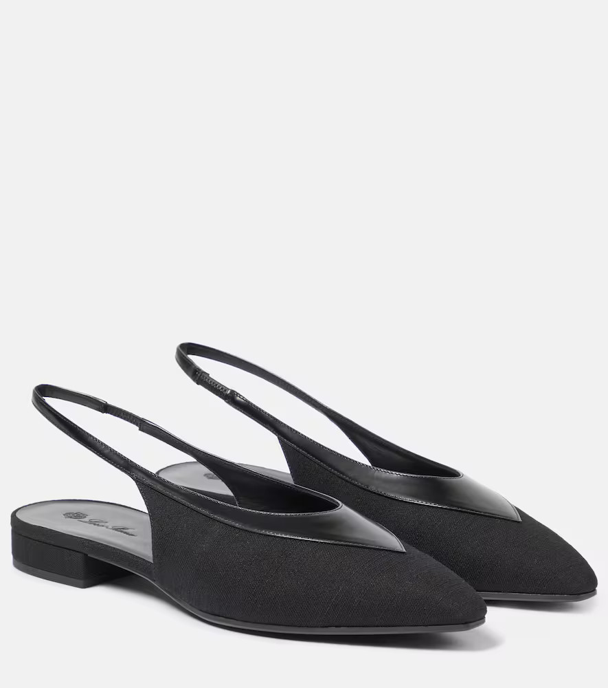 Loro Piana Rebecca leather-trimmed slingback flats | Mytheresa (UK)
