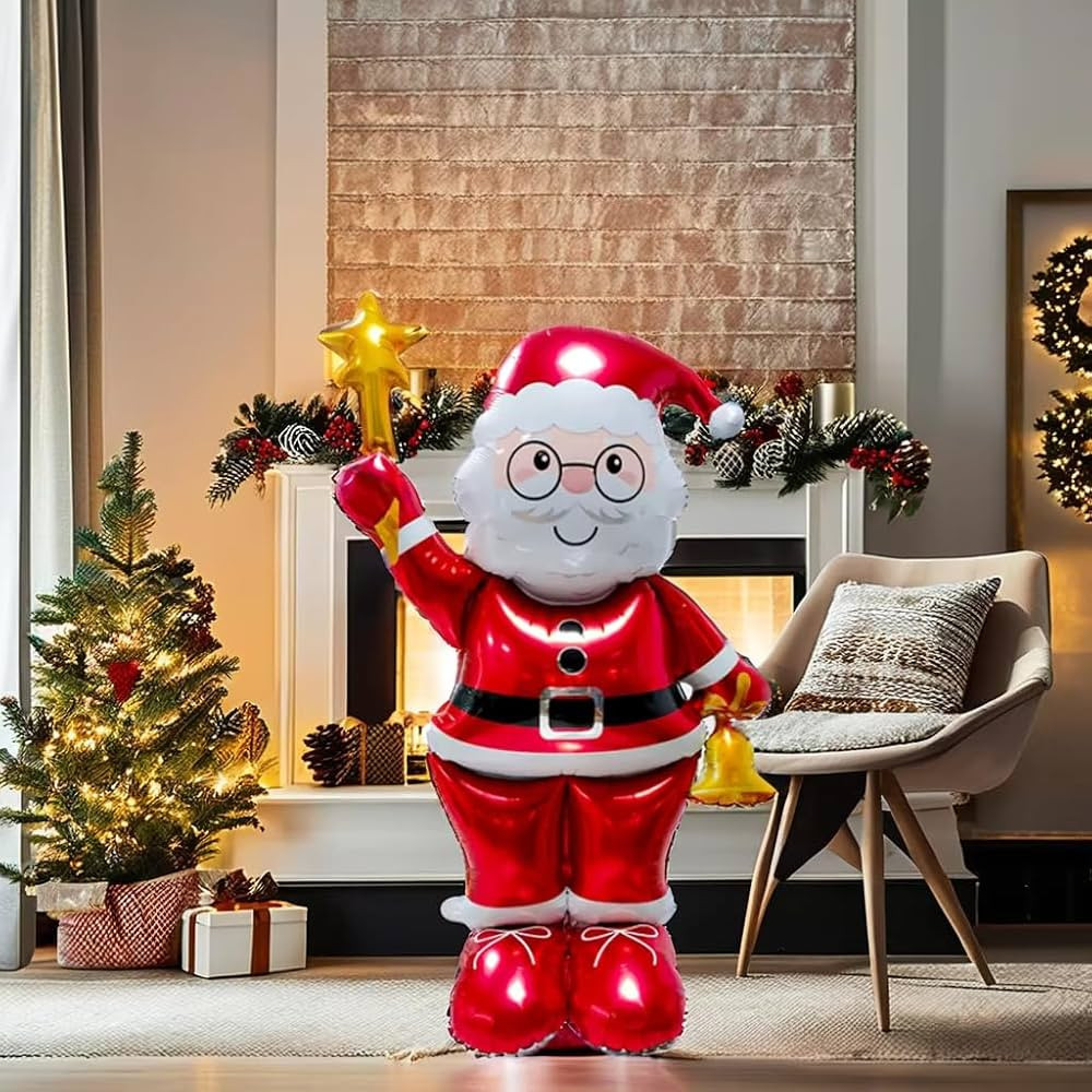 Christmas Balloons 4D 44" Santa Claus Self-Standing balloons inflate with air Mylar Foil Balloons... | Amazon (US)