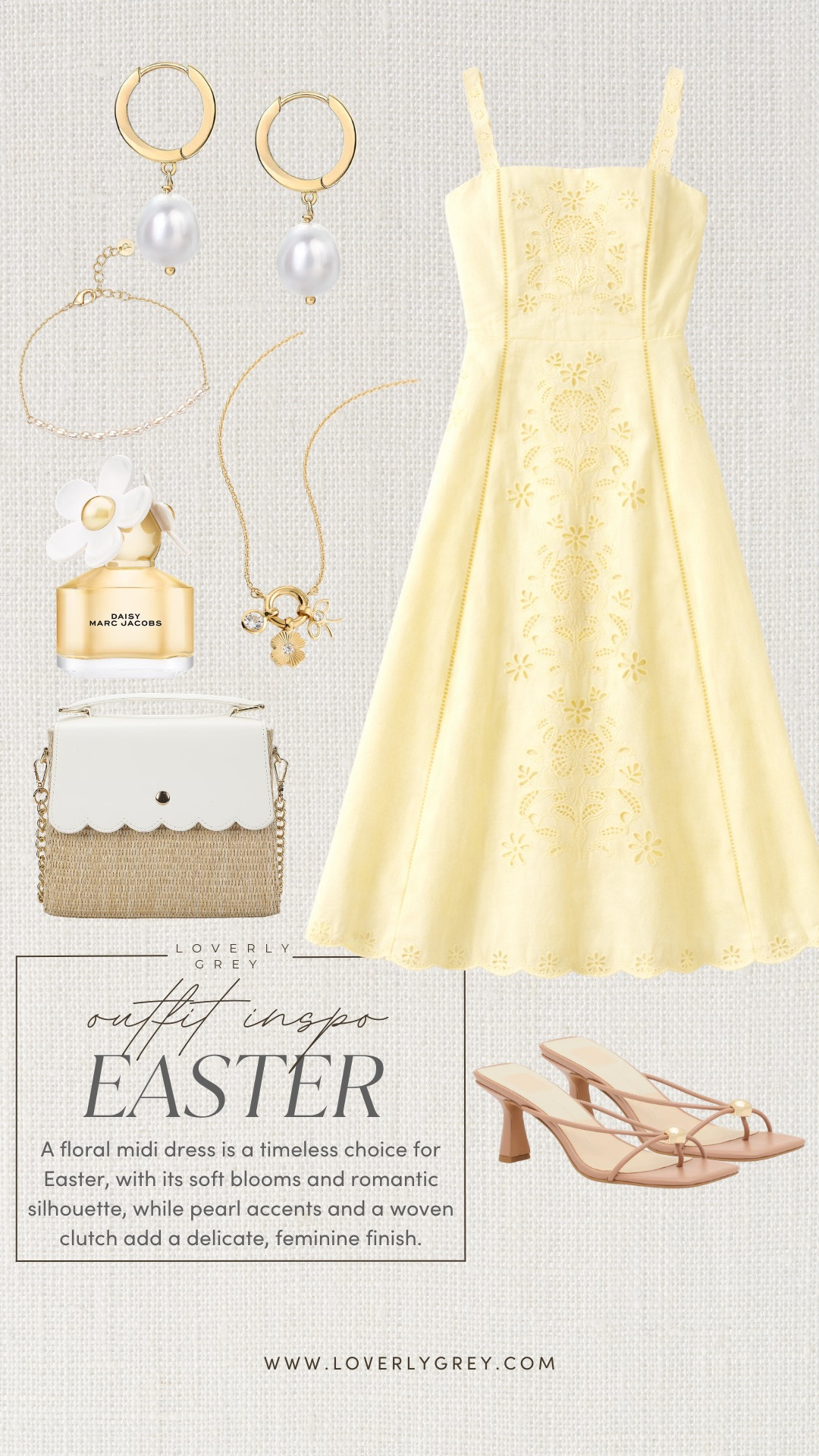 Butter yellow isn't going anywhere this year! Such a pretty pastel that is the ultimate spring look! I love the eyelet embroidery on this dress. Wear it for Easter, a wedding guest, spring family photos, or any other spring/summer upcoming event.

Loverly grey, midi yellow dress outfit ideas, spring finds under 100, walmart style finds, amazon jewelry, spring outfit inspo 

 #LTKootd #LTKSeasonal