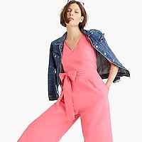 Wrap-tie jumpsuit in stretch poplin | J. Crew US