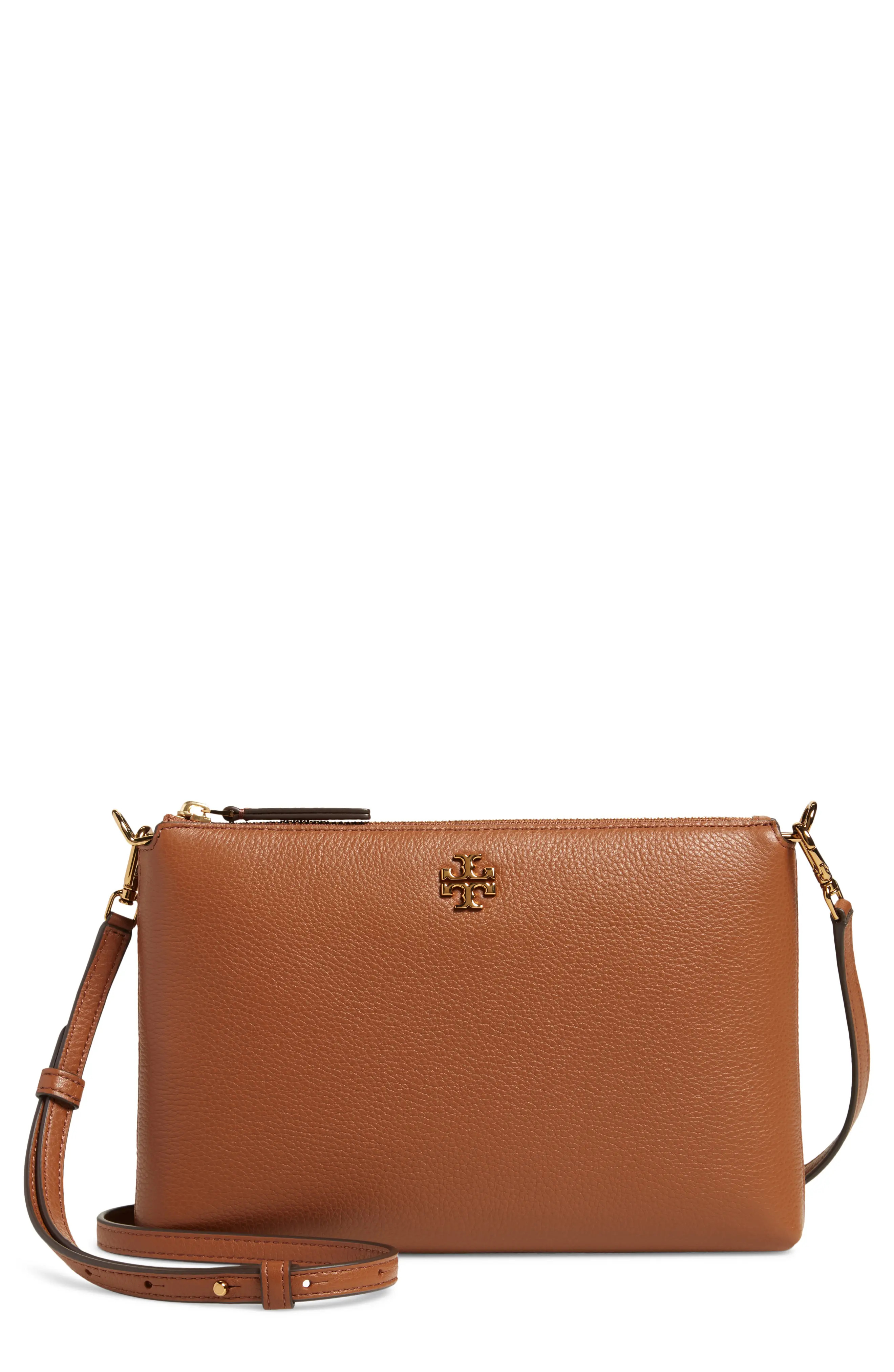 Tory Burch Kira Pebbled Leather Wallet Crossbody Bag - Brown | Nordstrom