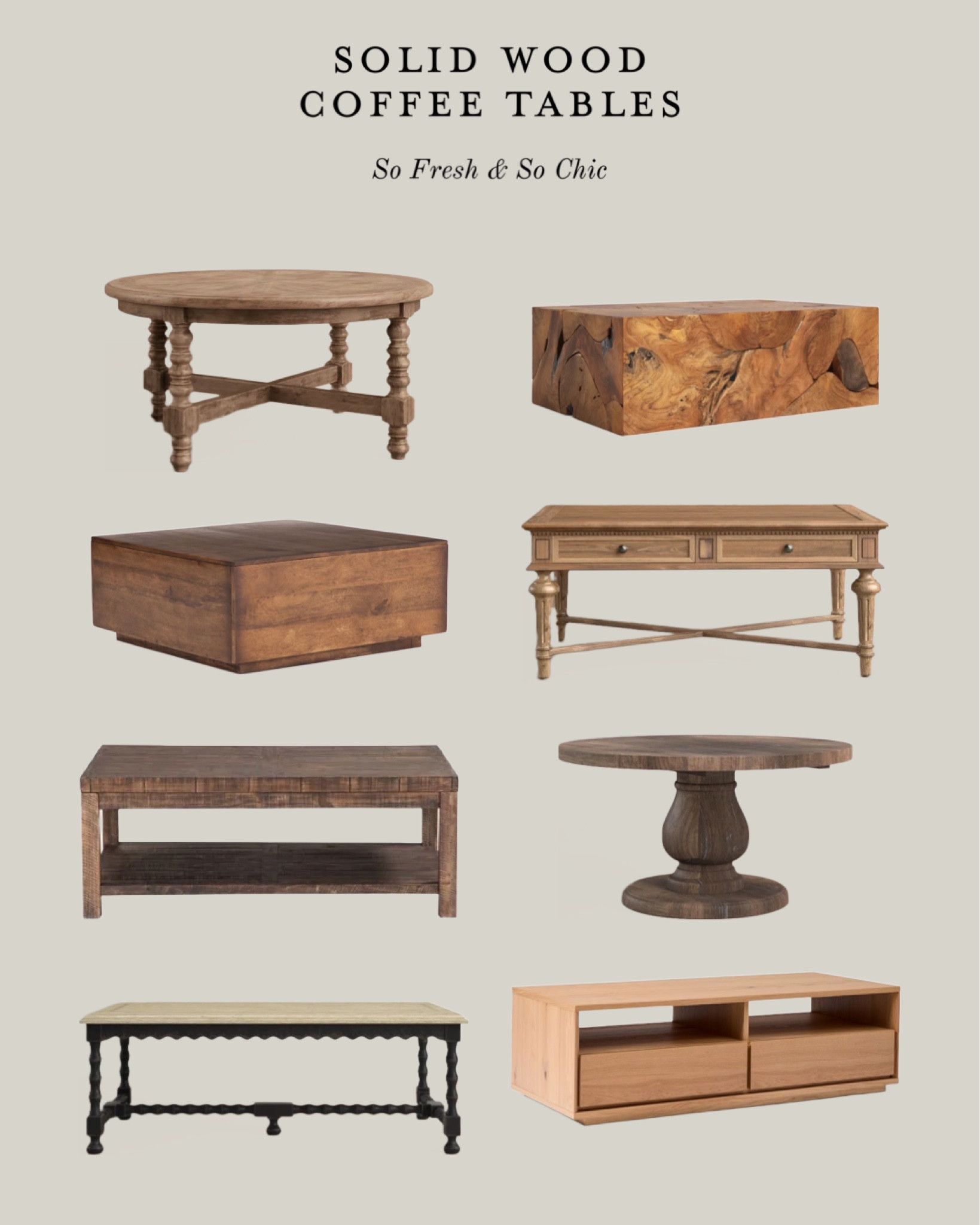Solid wood coffee table round up!
-
Wayfair - Birch Lane - Pottery Barn - solid wood burl coffee table - oval wood coffee table - round wood coffee table - block wood coffee table - rectangle storage coffee table wood - minimalist coffee table #livingroom - living room furniture - living room decor 

#LTKsalealert #LTKFind #LTKhome