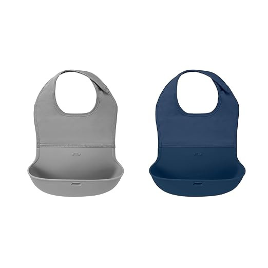 OXO Tot Roll-Up Bib 2 Pack Gray/Navy | Amazon (US)
