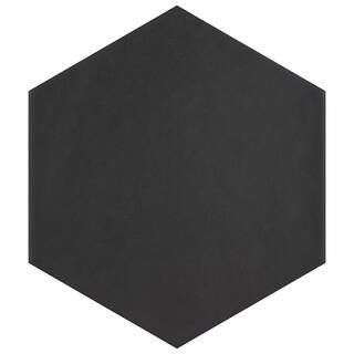 Hexatile Matte Nero 7 in. x 8 in. Porcelain Floor and Wall Tile (7.67 sq. ft./case) | The Home Depot
