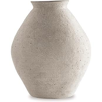 Signature Design by Ashley Hannela 12" Modern Distressed Polyresin Vase, Antique Tan | Amazon (US)