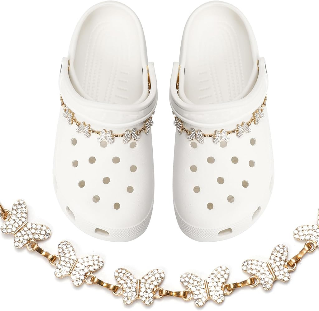 Bling Rhinestones Butterfly Shoe Chains for Women, DIY Shoe Decoration Charm Accessories for Clog... | Amazon (US)