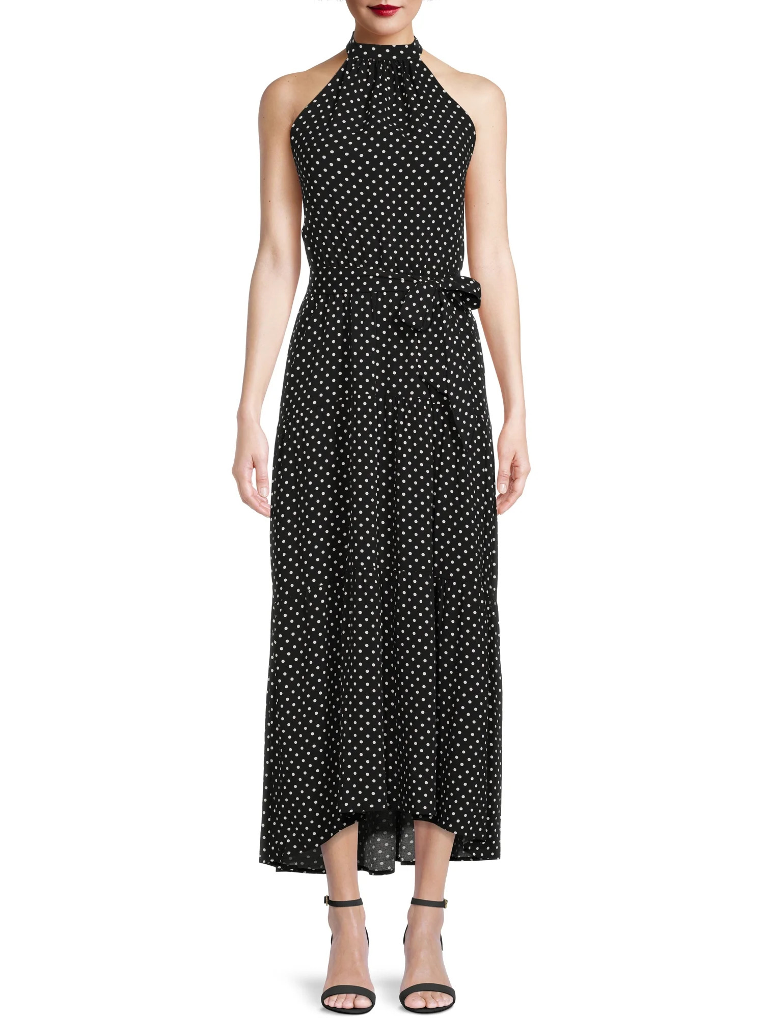 Nine.Eight Women Halter Tie Front High Low Maxi Dress | Walmart (US)