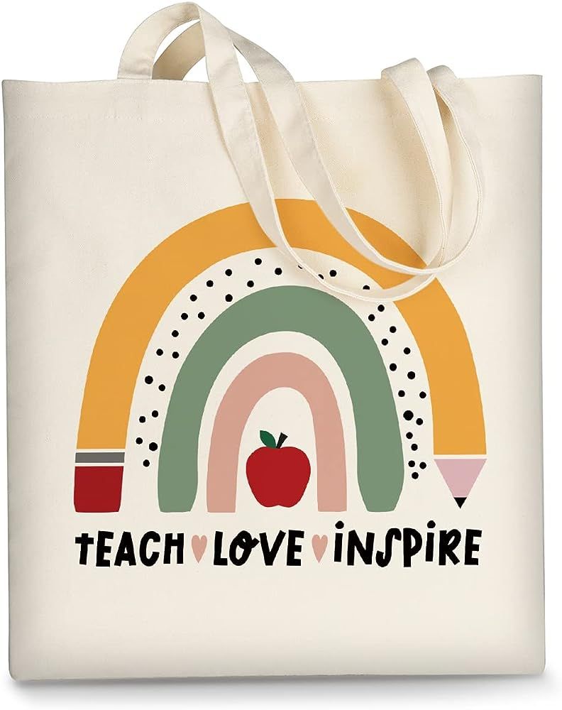 AUSVKAI Canvas Tote Bag Aesthetic for Women, Cute Reusable Cloth Cotton Bags for Shopping School Bea | Amazon (US)