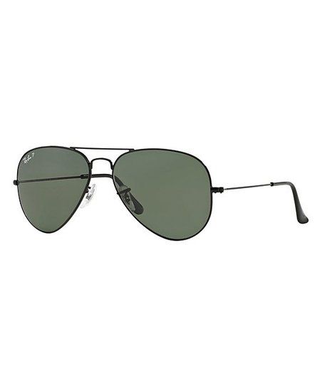 Black & Green Polarized Aviator Sunglasses-Unisex | Zulily