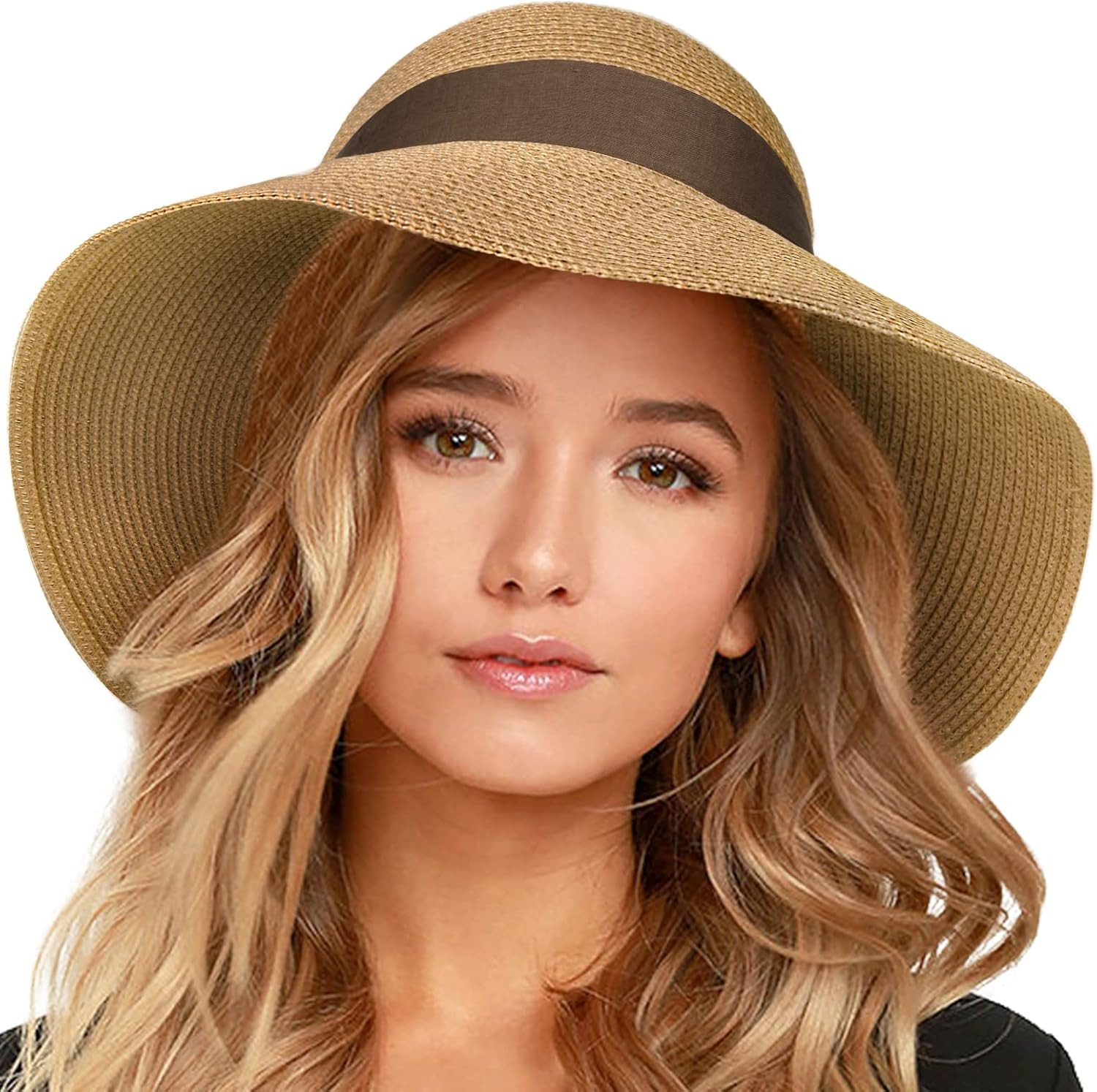 FURTALK Womens Beach Sun Straw Hat UV UPF50 Travel Foldable Brim Summer UV Hat | Amazon (US)