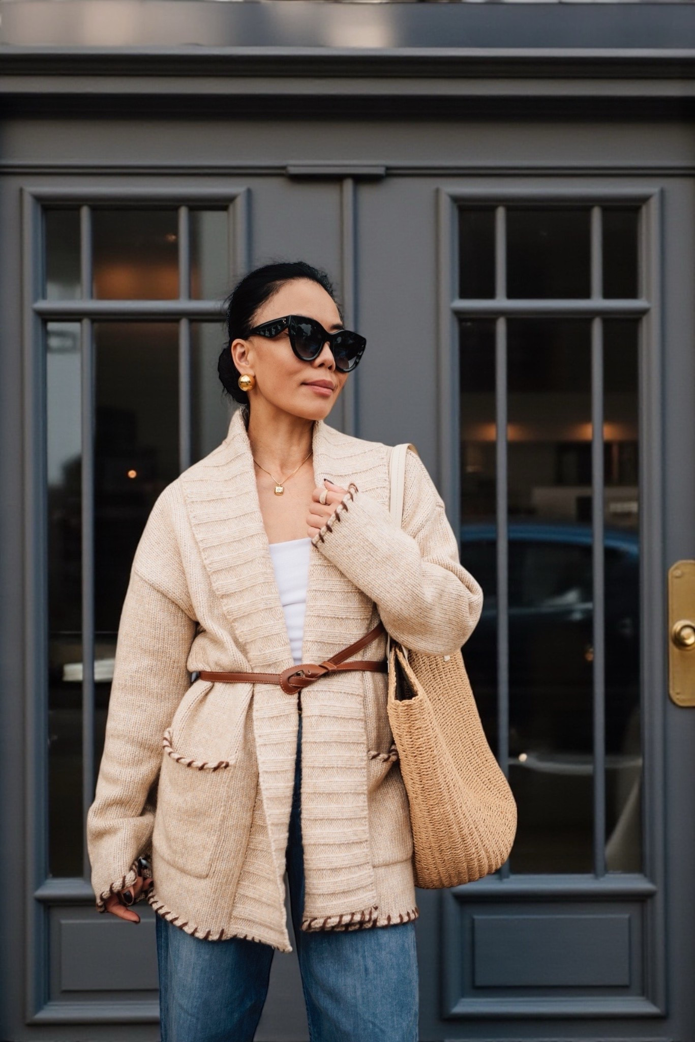 The temperature dropped 10°F, and of course, I couldn’t wait to pull out this chunky cardigan I’ve had for months — warm, chic, and full of beautiful details. P.S. The belt is included. 🤎 

#LTKdayinmylife #LTKOver40 #LTKootd