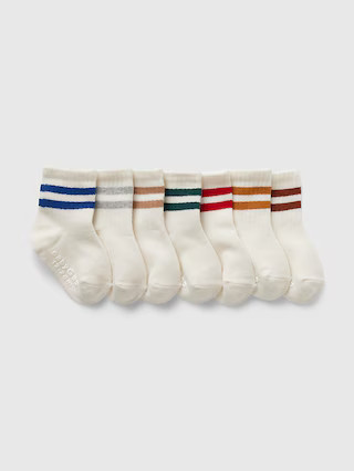 Baby & Toddler Varsity Stripe Quarter Crew Socks (7-Pack) | Gap (US)