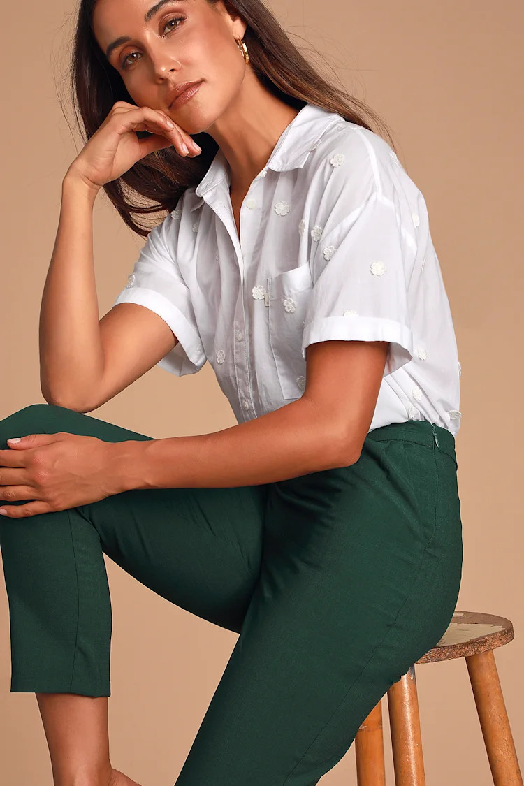 Kick It Forest Green High-Waisted Trouser Pants | Lulus (US)