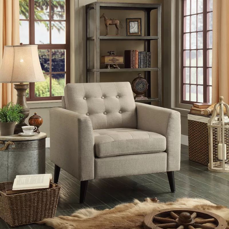 Tarun 29" Wide Tufted Linen Armchair | Wayfair North America