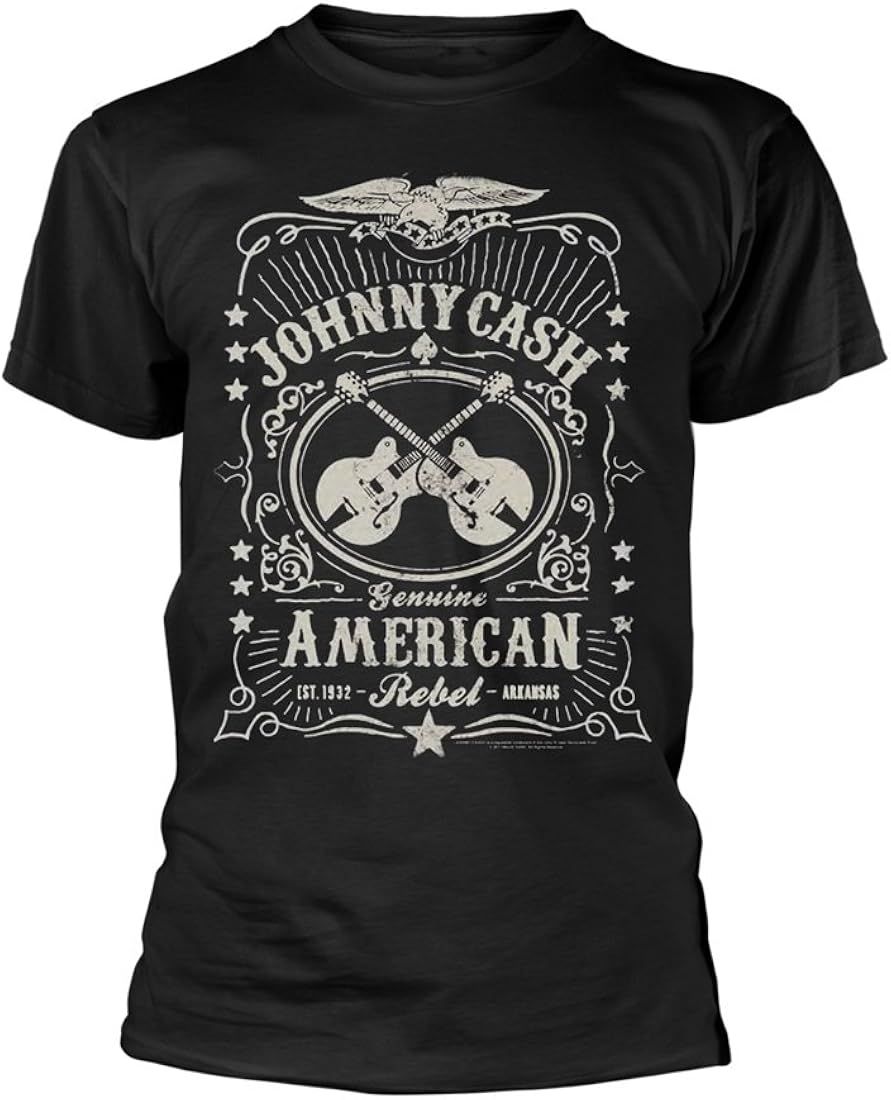 Johnny Cash T Shirt American Rebel Official Mens Black Size | Amazon (US)