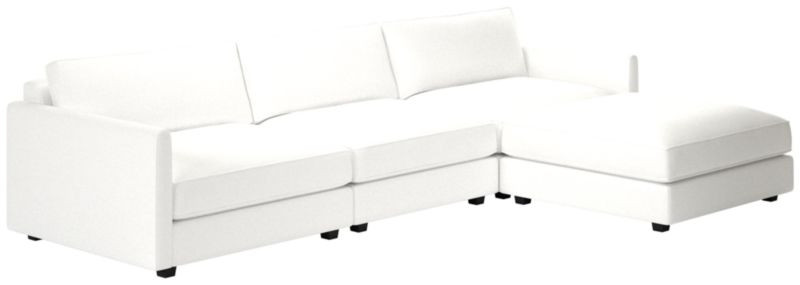 Malea 4-Piece L-Shaped White Performance Fabric Sectional Sofa with Ottoman | CB2 | CB2
