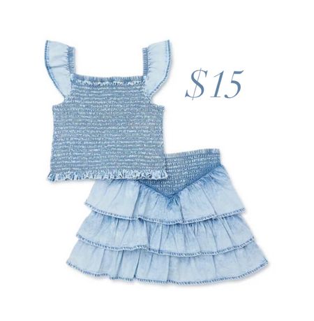 Denim skirt set for babies and toddlers sizes 12M-5T
Also comes in a peach color 
Summer outfits for kids
Sister matching 
Big sister little sister
Walmart toddler clothes
Walmart kids clothes 
Denim dress for kids 

#LTKkids #LTKbump #LTKbaby