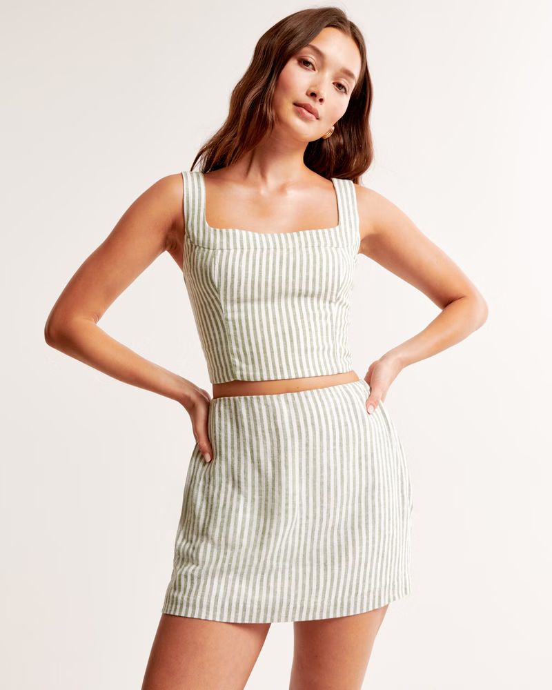 Women's The A&F Scarlett Linen-Blend Mini Skort | Women's Bottoms | Abercrombie.com | Abercrombie & Fitch (US)