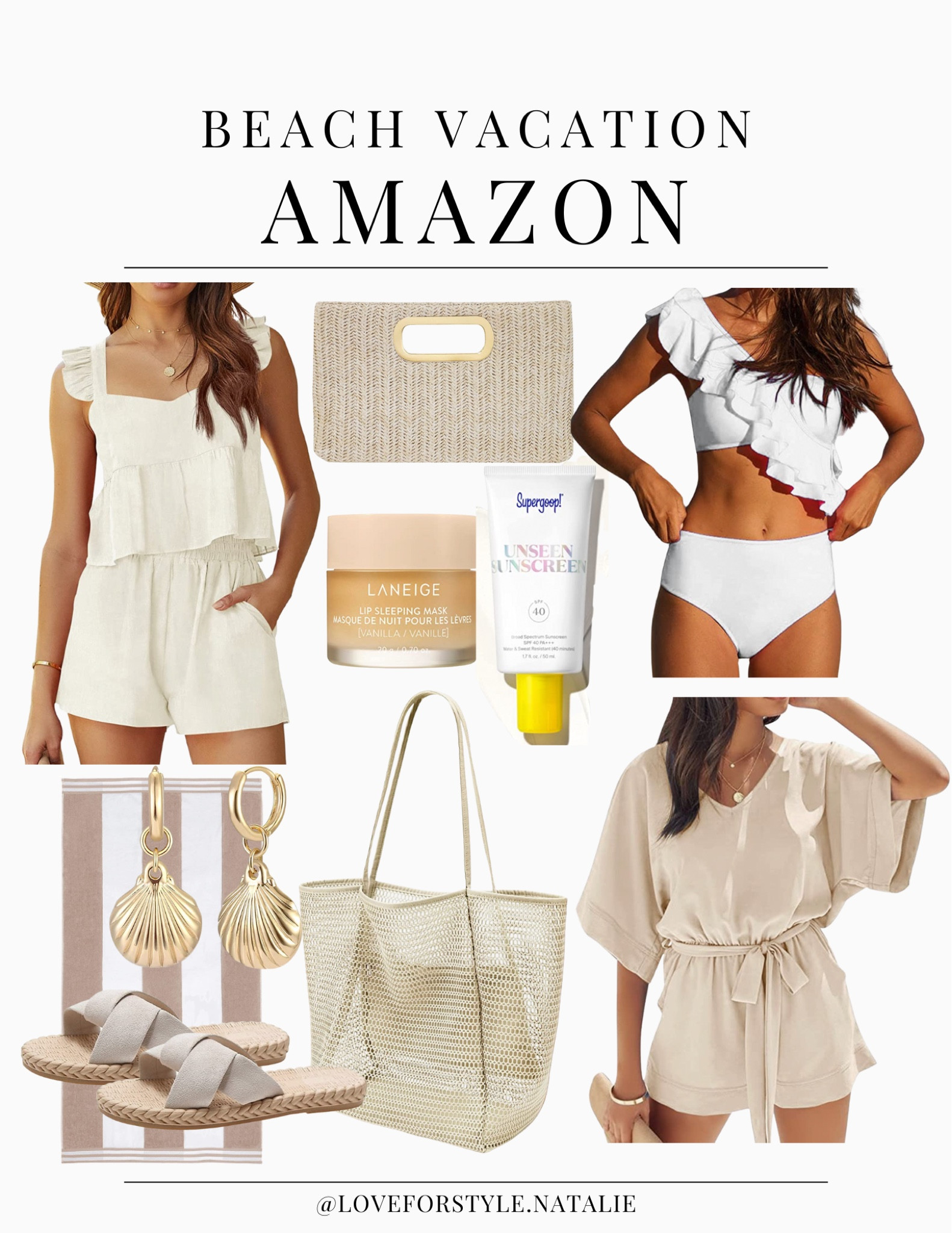 Amazon Beach Vacation | neutrals | beach two piece set | sunscreen | beach bag | beach outfit | amazon outfit | amazon beach outfit | beach earrings | sandals | lip mask | white two piece | amazon beach | amazon swimsuit | amazon two piece | amazon sale | best seller finds | neutral outfits 



#LTKGiftGuide 


#LTKsalealert #LTKworkwear #LTKU #LTKunder100 #LTKunder50 #LTKshoecrush #LTKFind #LTKSeasonal #LTKstyletip #LTKFind #LTKwedding #LTKtravel