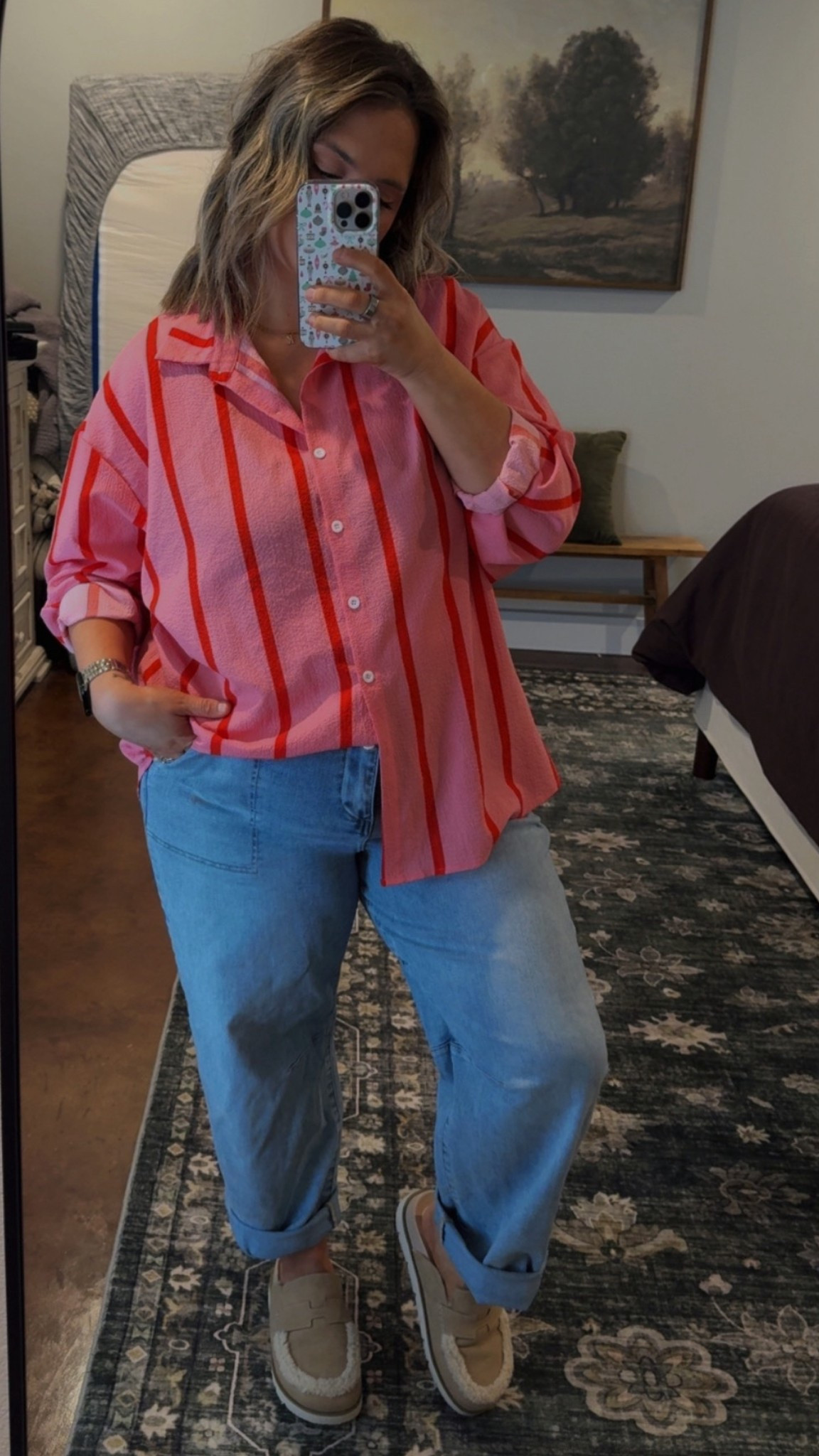 The oversized stripe button-down you’ll wear on repeat 💗❤️ Paired it with relaxed denim + comfy slip-ons for an easy everyday mom look that still feels cute. #LTKStyle #LTKFinds #LTKUnder50 #MomStyle #EverydayOutfit #CasualChic #OversizedShirt #SpringStyle #WalmartFinds #ComfortableStyle

#LTKU #LTKMidsize #LTKootd