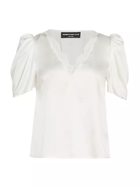 Mona Puff-Sleeve Silk Blouse | Saks Fifth Avenue