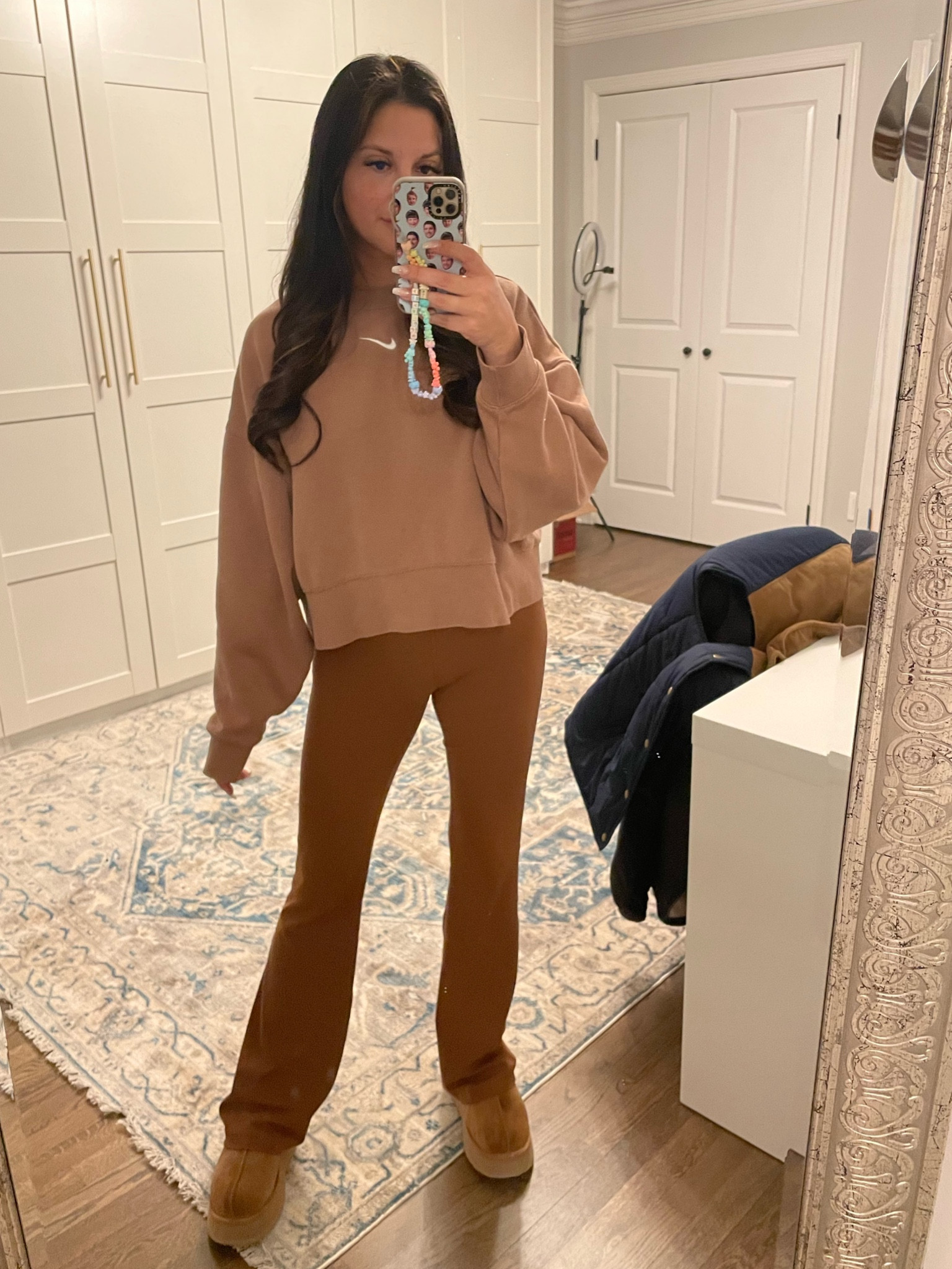 Lululemon flare groove pants leggings 
Nike crop crew 


#LTKfit #LTKunder100