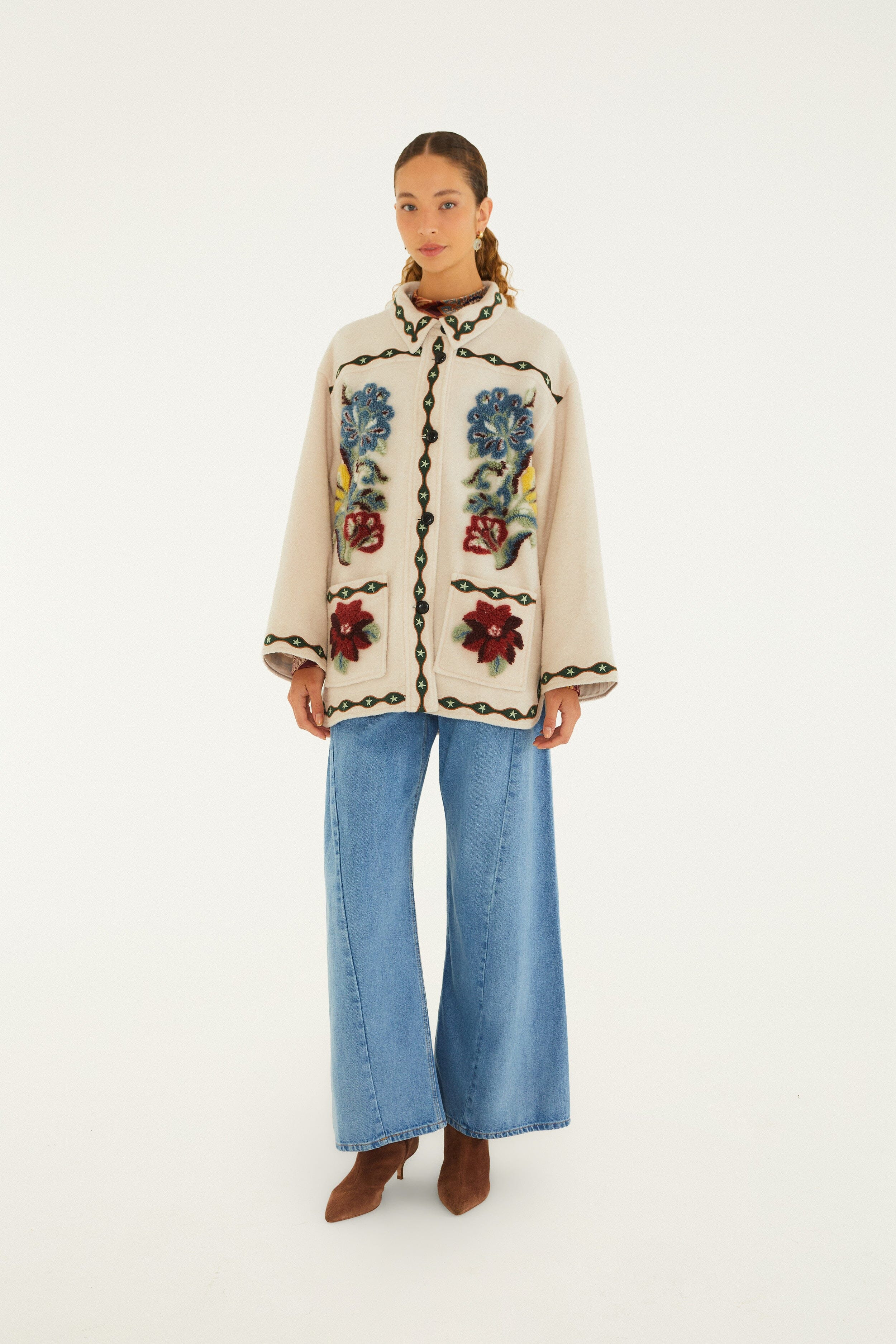 Lunar Boho Buttoned Fleece Coat | FARM Rio | FarmRio (US)